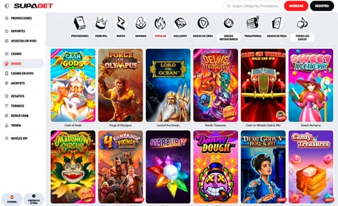 Lobby de juegos de Supabet